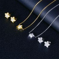 Fashion Flower Diamond Necklace Earring Titanium Steel Set Wholesale Nihaojewelry main image 4