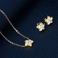 Fashion Flower Diamond Necklace Earring Titanium Steel Set Wholesale Nihaojewelry main image 5