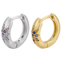 Einfache Mikroeingelegte Farbige Diamanten Sternmuster Ohrschnallen Großhandel Nihaojewelry main image 2