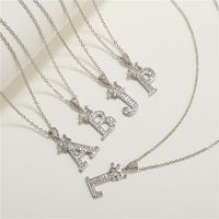 Fashion Micro-inlaid Zircon Crown English Letter Necklace Platinum Necklace Wholesale Nihaojewelry main image 1