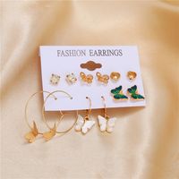 Wholesale Jewelry Butterfly Heart Diamond Earrings 6 Pairs Set Nihaojewelry main image 4