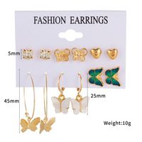 Wholesale Jewelry Butterfly Heart Diamond Earrings 6 Pairs Set Nihaojewelry main image 5