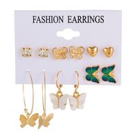 Wholesale Jewelry Butterfly Heart Diamond Earrings 6 Pairs Set Nihaojewelry main image 6