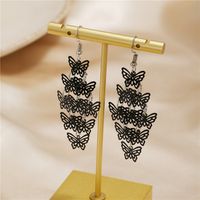 Wholesale Jewelry Black Multi-layer Butterfly Tassel Earrings Nihaojewelry main image 4