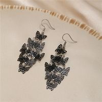 Wholesale Jewelry Black Multi-layer Butterfly Tassel Earrings Nihaojewelry main image 5