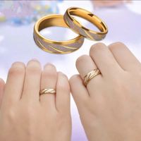 Fashion Golden Slash Stainless Steel Ring Wholesale Nihaojewelry main image 6