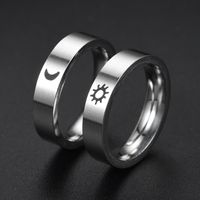 Fashion Titanium Steel Matte Sun Moon Couple Ring Wholesale Nihaojewelry main image 5