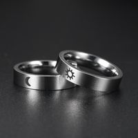 Fashion Titanium Steel Matte Sun Moon Couple Ring Wholesale Nihaojewelry main image 6