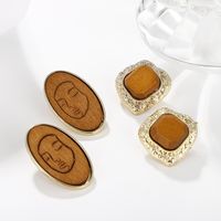 Wholesale Jewelry Ethnic Style Wooden Face Line Pattern Round Pendant Earrings Nihaojewelry main image 2