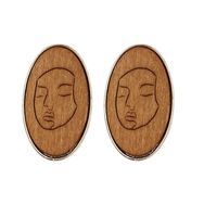 Wholesale Jewelry Ethnic Style Wooden Face Line Pattern Round Pendant Earrings Nihaojewelry main image 6