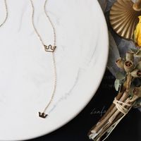 14k Fashion Hollow Crown Y-shaped Tassel Titanium Steel Necklace Wholesale Nihaojewelry main image 5