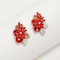 Wholesale Jewelry Shell Rose Crystal Stud Earrings Nihaojewelry main image 1