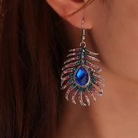 Fashion Full Diamond Shining Peacock Feather Earrings Wholesale Nihaojewelry main image 1