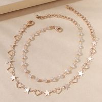 Fashion Five-star Peach Heart Double-layer Alloy Glass Anklet Wholesale Nihaojewelry main image 2