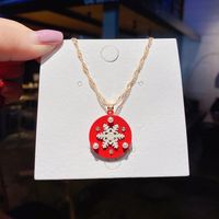 European And American Fashion Hot Selling Dripping Oil Christmas Pendant Necklace Women's Cartoon Santa Claus Snowflake Snowman Clavicle Chain main image 1