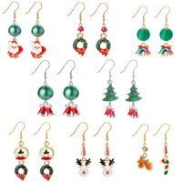 Noël Elk Arbre De Noël Dessin Animé Cloche Père Noël Boucles D&#39;oreilles En Gros Nihaojewelry main image 2