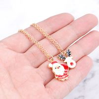 European And American New Ladies Christmas Drip Series Bell Snowman Wreath Santa Claus Necklace And Earrings Suite main image 5