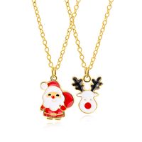 European And American New Ladies Christmas Drip Series Bell Snowman Wreath Santa Claus Necklace And Earrings Suite main image 6