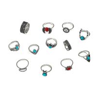 Wholesale Jewelry Red Crescent Wings Turquoise Ring 12-piece Set Nihaojewelry main image 1