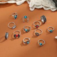 Wholesale Jewelry Red Crescent Wings Turquoise Ring 12-piece Set Nihaojewelry main image 3