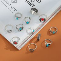 Wholesale Jewelry Red Crescent Wings Turquoise Ring 12-piece Set Nihaojewelry main image 4