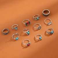 Wholesale Jewelry Red Crescent Wings Turquoise Ring 12-piece Set Nihaojewelry main image 6