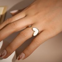 Cross-border New Arrival Diamond Painting Oil Ring European And American Fashion Love Heart Ring Rings Little Finger Ring Female Open Ring main image 3