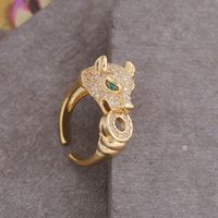 Retro Zircon Panther Head Copper Ring Wholesale Nihaojewelry main image 3