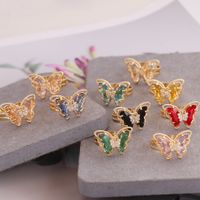 Retro Multi-color Three-dimensional Butterfly Copper Ring Wholesale Nihaojewelry main image 1