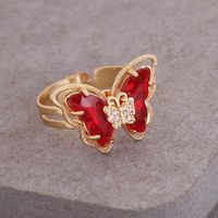 Retro Multi-color Three-dimensional Butterfly Copper Ring Wholesale Nihaojewelry main image 4