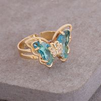 Retro Multi-color Three-dimensional Butterfly Copper Ring Wholesale Nihaojewelry main image 3