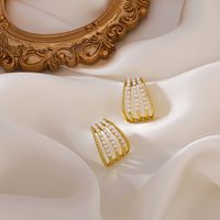 Wholesale Jewelry Multilayer Arc Pearl Stud Earrings Nihaojewelry main image 1