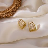 Wholesale Jewelry Multilayer Arc Pearl Stud Earrings Nihaojewelry main image 3