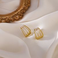 Wholesale Jewelry Multilayer Arc Pearl Stud Earrings Nihaojewelry main image 4