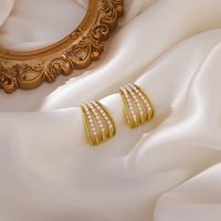 Wholesale Jewelry Multilayer Arc Pearl Stud Earrings Nihaojewelry main image 5