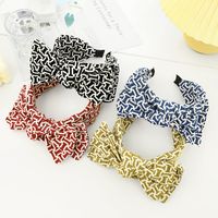 Cross-border Europe And America Creative Letter Headband Korean Style Bow Hair Clip Fabric Wide Brim Hair Pressing Face Wash Hair Bands F624 main image 2