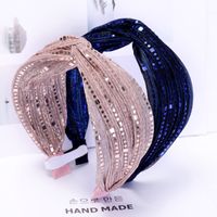 Hair Band Simple Korean Fil-lumiere Weave Fabric Wide Lace Mesh Shiny Crossed Headband Summer Hair Clip Headband B948 main image 6