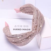 Hair Band Simple Korean Fil-lumiere Weave Fabric Wide Lace Mesh Shiny Crossed Headband Summer Hair Clip Headband B948 main image 4