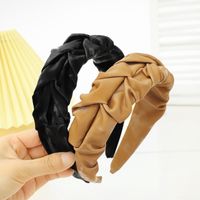 Simple Solid Color Wide-brimmed Leather Pleated Headband Wholesale Nihaojewelry main image 6