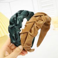 Simple Solid Color Wide-brimmed Leather Pleated Headband Wholesale Nihaojewelry main image 5