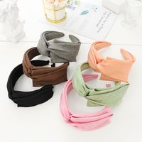 Korean Solid Color Wide-brimmed Fabric Cross-folding Headband Wholesale Nihaojewelry main image 1