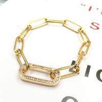 Cross-border Wholesale Autumn New Simple Geometric Zircon Copper Pendant Bracelet Ins Cold Style Design Thick Straps main image 2