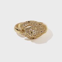 Wholesale Jewelry Leopard Shape Copper Inlaid Zircon Open Ring Nihaojewelry main image 5