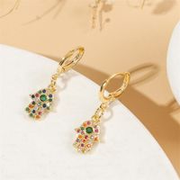 European And American Simple Trendy Unique Copper Inlaid Zirconium Palm Earrings Women's Korean Cute Exquisite Real Gold Electroplated Earrings main image 4