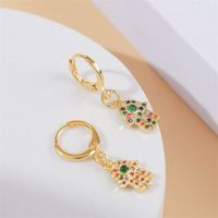 European And American Simple Trendy Unique Copper Inlaid Zirconium Palm Earrings Women's Korean Cute Exquisite Real Gold Electroplated Earrings main image 5
