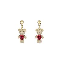 Fashion Small Bear Copper Stud Earrings Wholesale Nihaojewelry sku image 1