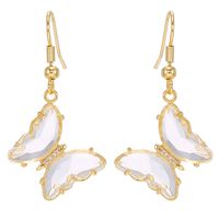Wholesale Jewelry Butterfly Glass Cystal Pendant Earrings Nihaojewelry sku image 4