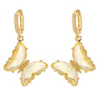 Wholesale Jewelry Glass Crystal Butterfly Pendant Earrings Nihaojewelry sku image 1