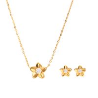 Fashion Flower Diamond Necklace Earring Titanium Steel Set Wholesale Nihaojewelry sku image 3
