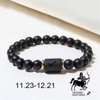 Wholesale Jewelry 12 Constellation Pattern Black Frosted Agate Beaded Bracelet Nihaojewelry sku image 11